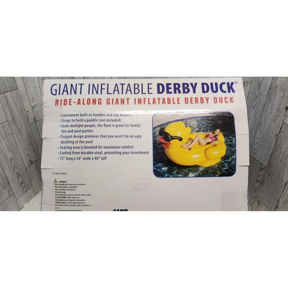 Duck Derby Inflatables Giant Riding Float Swimming Pool Water Raft By Gamo RARE - Picture 3 of 5